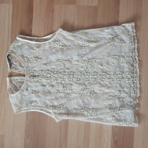 Zara Trafaluc sheer embroidered top